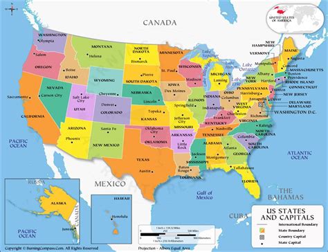 Map Of United States Of America With States And Capitals - Carla Cosette