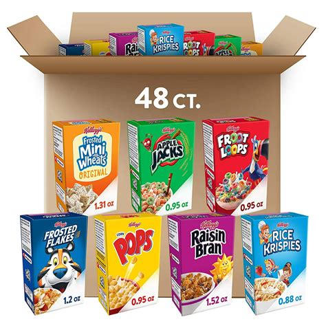 Kellogg's, Breakfast Cereal, Single-Serve Boxes, Variety Pack, Assortment Varies, (48 Count ...