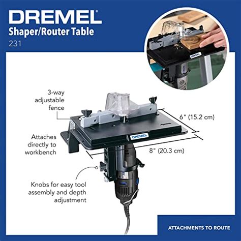 Dremel 231 Portable Rotary Tool Shaper and Router Table- Woodworking Attachment Perfect for ...