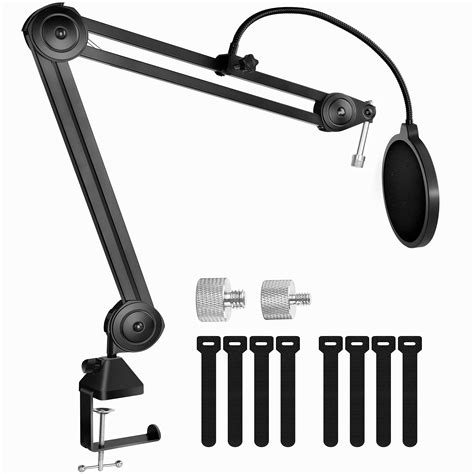 Buy Mic Boom Arm, eWonLife Microphone Stand Desk with 5/8 Thread, Heavy Duty Boom Mic Stand for ...