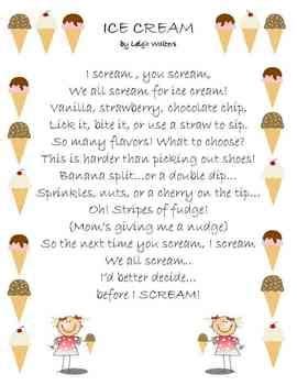 Triple Blend Fluency Ice Cream Poem with Word Activities | Word activities, Ice cream crafts ...