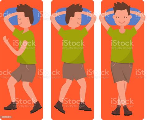 Cartoon Man Sleeping Positions Flat Design Vector Stock Illustration - Download Image Now ...