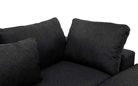 Classic Large Black Fabric Sectional Sofa, L Shape Couch with Wide Chaise... | eBay