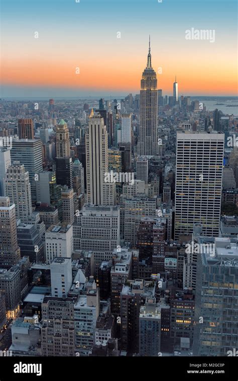 New York city skyline at sunset Stock Photo - Alamy