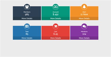 Dashboard Cards Bootstrap