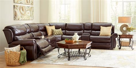 Venezio Brown Leather 7 Pc Dual Power Reclining Sectional - Rooms To Go