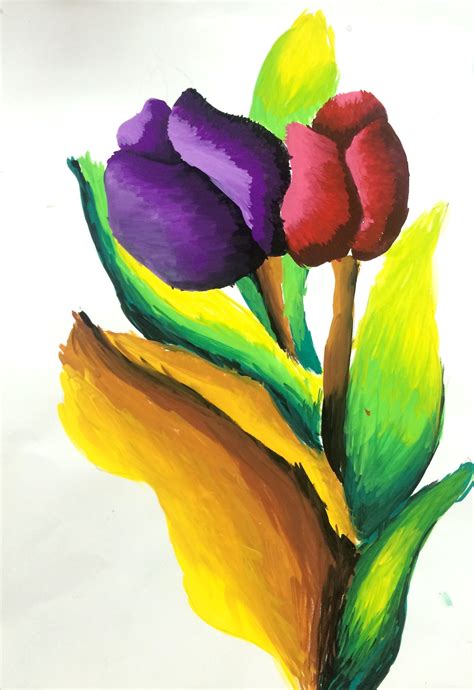 Tara - Flowers, Poster paint. - Crestar Learning Centre