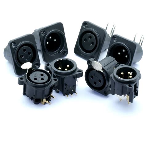 XLR Plug&Socket 3Pin XLR Male Plug&Female Socket Panel Mount Chassis 3Pins Square Shape XLR ...