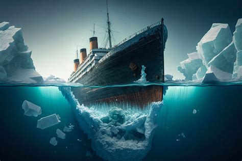 Titanic Hitting The Iceberg And Sinking