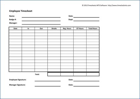 Example Of Employee Timesheet Template Spreadsheet Free For Weekly Time Card Template Free ...