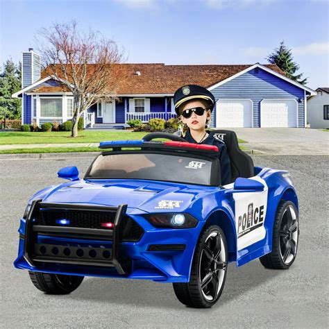 Ride On Toys Kids Police Car, 12V Battery Powered Electric Police Truck with Remote Control, LED ...