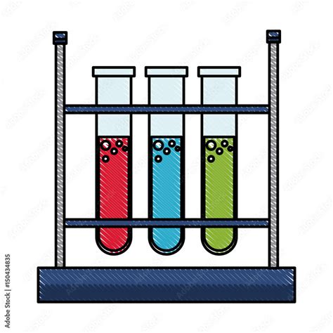 drawing test tube rack laboratory chemistry equipment vector illustration Stock Vector | Adobe Stock