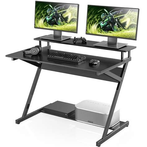 FITUEYES Computer Desk with Monitor Stand, Gaming Table Studying Writing Desk Workstation with ...