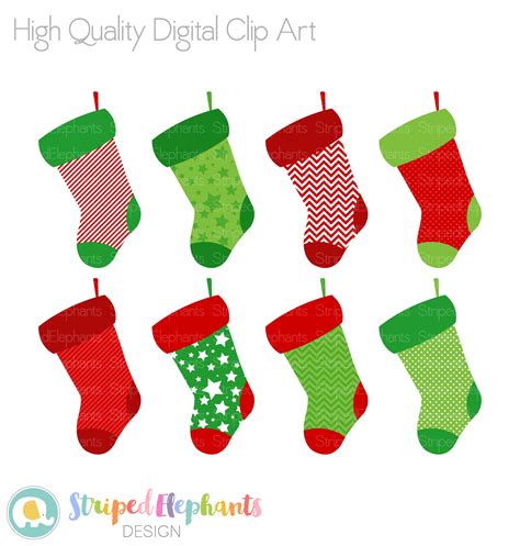 Christmas Stocking Clip Art Digital Clip Art Instant Download Commercial Use - Etsy