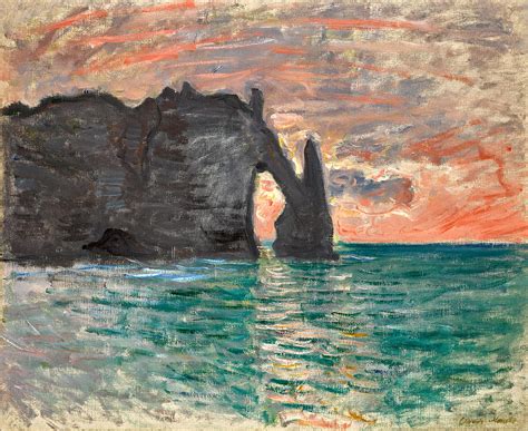 Sunset at Etretat Painting by Claude Monet - Pixels