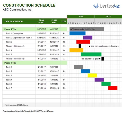 Construction Project Schedule Template