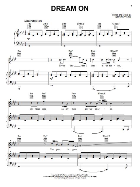 Aerosmith "Dream On" Sheet Music Notes | Download Printable PDF Score 197344