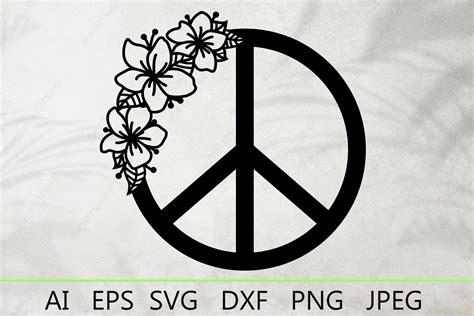 Peace symbol with flowers svg, Hippie peace sign svg By Ananas | TheHungryJPEG