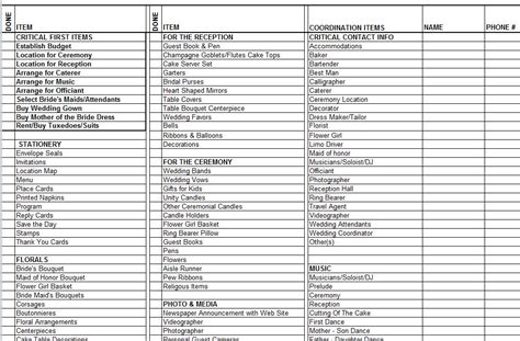 Wedding Checklist | Free Wedding Checklist Template