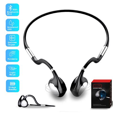 Foldable Bone Conduction Headset -SendCord Ripple Bone Conducting Headphones Wireless -Bluetooth ...