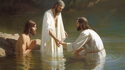 Painting Of Jesus Baptism In A River Background, Picture Of Jesus Baptism, Baptism, Celebration ...