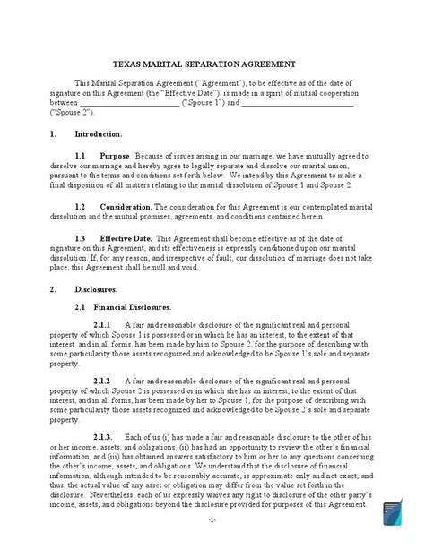 Texas Divorce (Marital) Settlement Agreement Form [PDF]