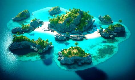 Premium Photo | Aerial shot of a group of islands surrounded by clear blue water