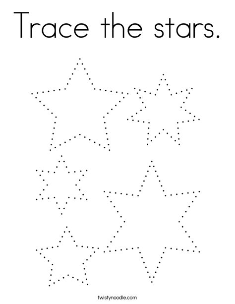 Trace the stars Coloring Page - Twisty Noodle