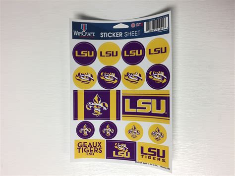 LSU Tigers Vinyl Sticker Sheet 17 Decals 5x7 Inches | eBay