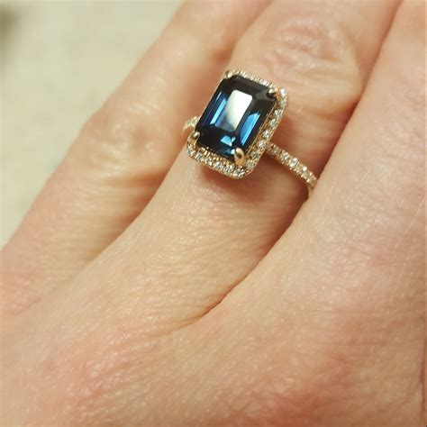 Peacock sapphire engagement ring. 2.6ct emerald cut blue green sapphire ring diamond ring 14k ...