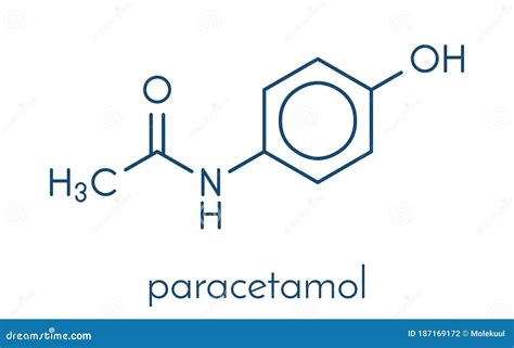 Paracetamol Skeletal Chemical Formula With Liquid Fluid Shapes On White Background, Vector ...