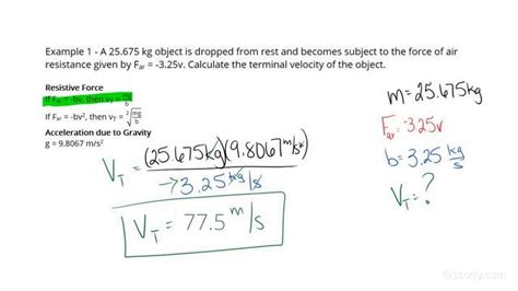 How to Calculate the Terminal Velocity of a Moving Object Subject to a Given Resistance Force ...