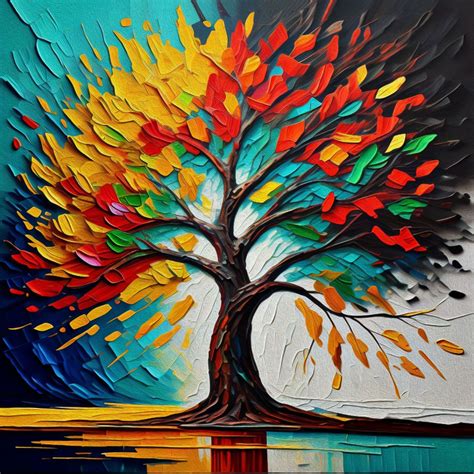 Stylized Tree Modern Artwork Oil Painting Wallpaper for Wall - Magic Decor