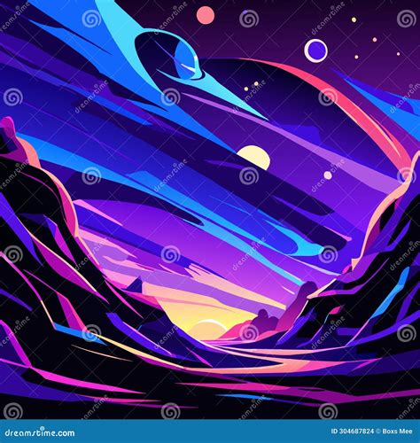 Space Landscape with Planets and Stars. Vector Illustration in Cartoon Style Stock Illustration ...