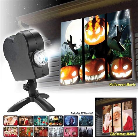 Halloween Window Projector,12 Movies,Christmas Halloween Led Holographic Projection Lamp,Used ...