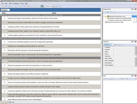 Business Process Review Checklist - To Do List, Organizer, Checklist, PIM, Time and Task ...