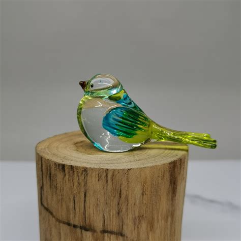 Glass Bird Figurine, Blown Glass Bird, Birthday Gift, Tiny Glass Birds Figurines, Blue Green - Etsy