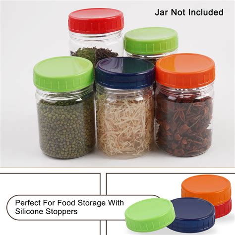 Plastic Mason Jar Lids Regular Mouth Mason Canning Jars Top Lids Food Storage 24 Pack Assorted ...