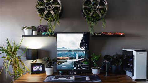 This PC gaming setup is all about cars and plants