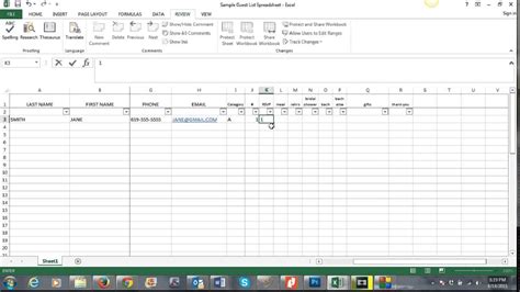 Wedding Guest List Spreadsheet | DocTemplates