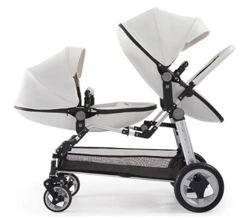 Luxury Leather Double Twin Stroller With Convertible Bassinet For Infa – T A Y Online Store