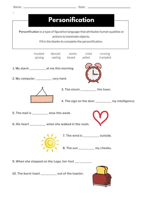 Personification Worksheet - Worksheets Library