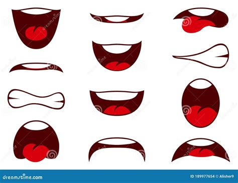 Vector Illustrations of Cartoon Mouth Expressions Stock Vector - Illustration of vector ...