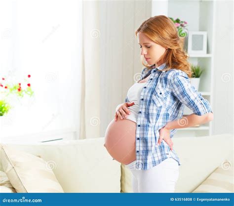 Pregnant Woman with Back Pain and Lower Back Stock Photo - Image of indoor, people: 63516808