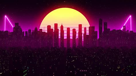 Retrowave City & Moon | Live Wallpaper [1920 x 1080] Good Desktop Backgrounds, 2048x1152 ...