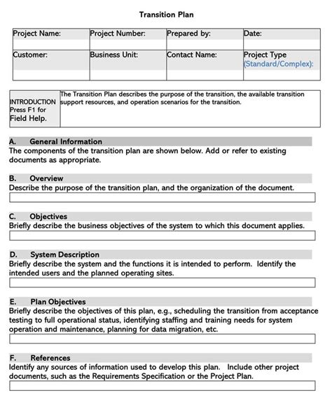 Business Transition Plan Template | HQ Template Documents