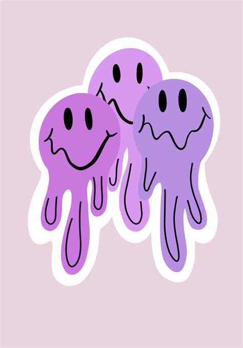 Download Purple Dripping Aesthetic Trippy Smiley Face Wallpaper | Wallpapers.com