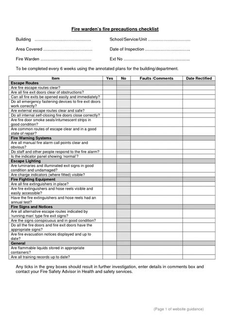 Free Fire Ill Evacuation Checklist School Safety Template Samples Doc Fire Evacuation Checklist ...