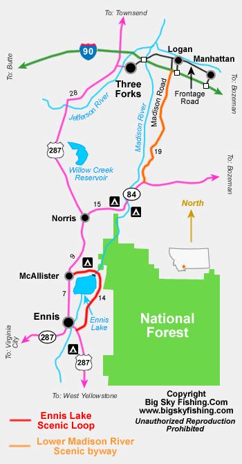 The Ennis Lake Scenic Loop in Montana : Information, Photos and Maps