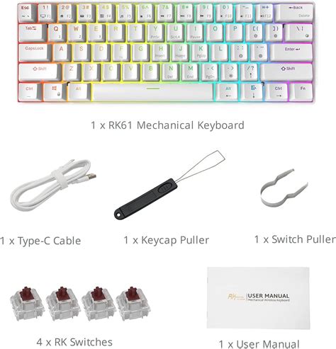 Royal Kludge RK61 2.4ghz Wireless/Bluetooth/Wired Mechanical Keyboard, 61 Keys RGB Hot Swappable ...